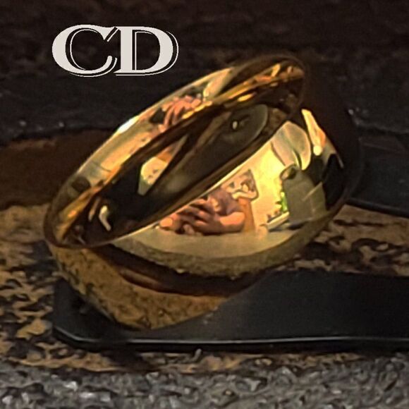 Men's Gold Titanium Wedding Ring Band - Gold Titanium Wedding Ring For Him - Picture 1 of 5